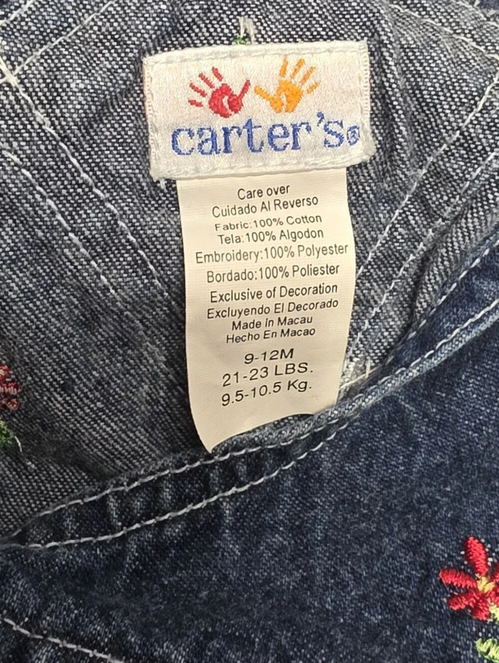 Vintage 2000s Carters Floral Embroidered Overalls